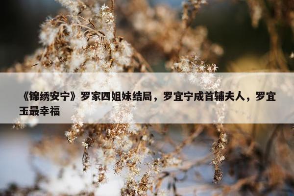 《锦绣安宁》罗家四姐妹结局，罗宜宁成首辅夫人，罗宜玉最幸福