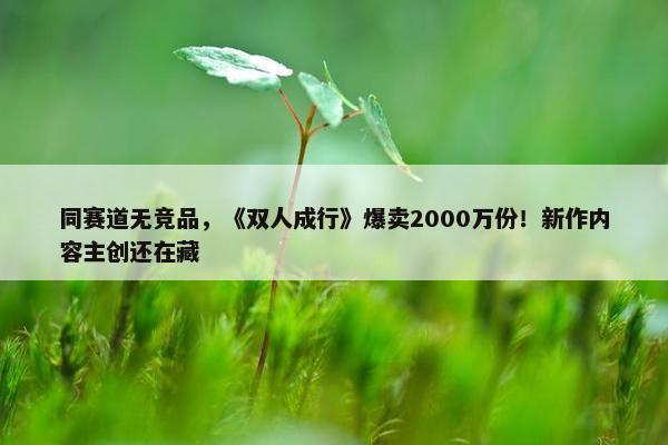 同赛道无竞品，《双人成行》爆卖2000万份！新作内容主创还在藏