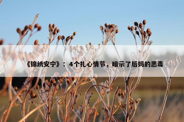 《锦绣安宁》：4个扎心情节，暗示了后妈的恶毒