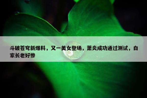 斗破苍穹新爆料，又一美女登场，萧炎成功通过测试，白家长老好惨