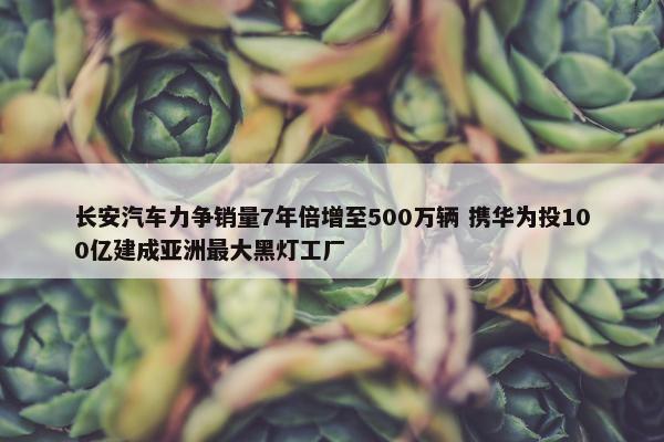 长安汽车力争销量7年倍增至500万辆 携华为投100亿建成亚洲最大黑灯工厂