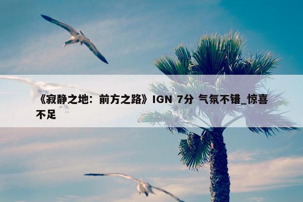 《寂静之地：前方之路》IGN 7分 气氛不错_惊喜不足