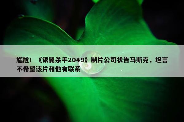 尴尬！《银翼杀手2049》制片公司状告马斯克，坦言不希望该片和他有联系