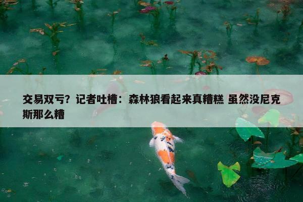 交易双亏？记者吐槽：森林狼看起来真糟糕 虽然没尼克斯那么糟