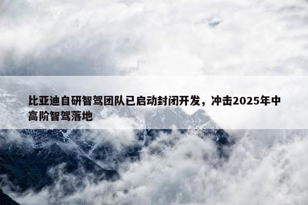 比亚迪自研智驾团队已启动封闭开发，冲击2025年中高阶智驾落地