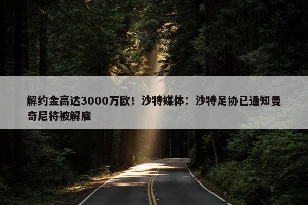 解约金高达3000万欧！沙特媒体：沙特足协已通知曼奇尼将被解雇