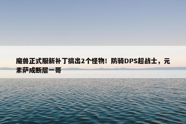 魔兽正式服新补丁搞出2个怪物！防骑DPS超战士，元素萨成断层一哥