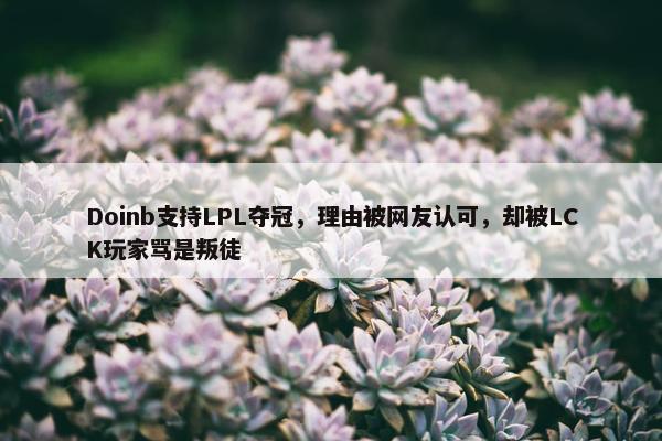 Doinb支持LPL夺冠，理由被网友认可，却被LCK玩家骂是叛徒