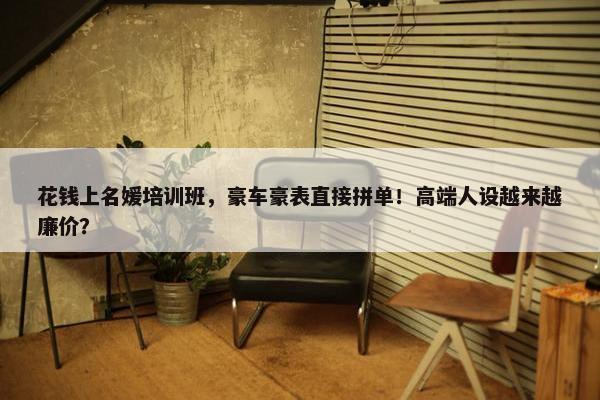 花钱上名媛培训班，豪车豪表直接拼单！高端人设越来越廉价？