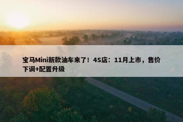 宝马Mini新款油车来了！4S店：11月上市，售价下调+配置升级