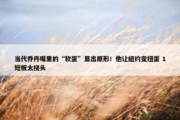 当代乔丹嘴里的“软蛋”显出原形！他让纽约变扭蛋 1短板太挠头