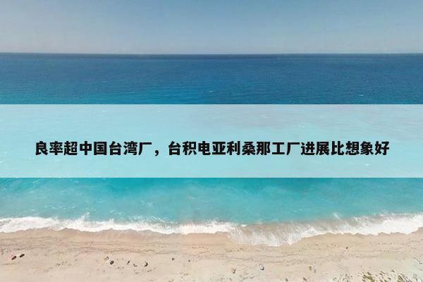 良率超中国台湾厂，台积电亚利桑那工厂进展比想象好