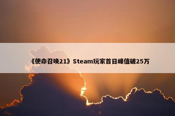 《使命召唤21》Steam玩家首日峰值破25万