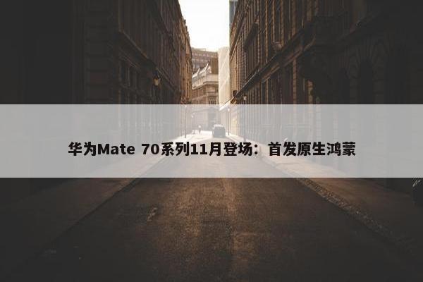 华为Mate 70系列11月登场：首发原生鸿蒙