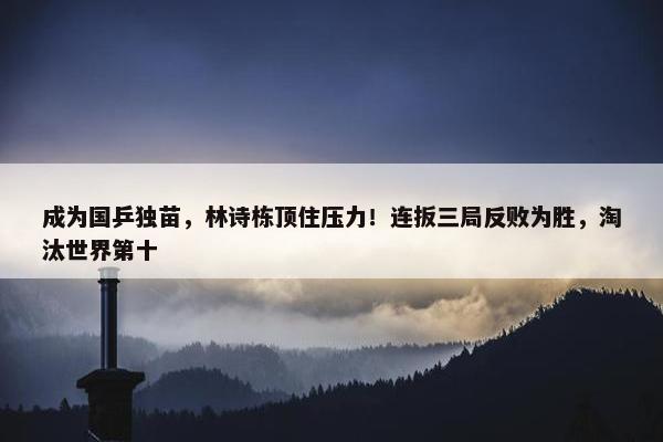 成为国乒独苗，林诗栋顶住压力！连扳三局反败为胜，淘汰世界第十