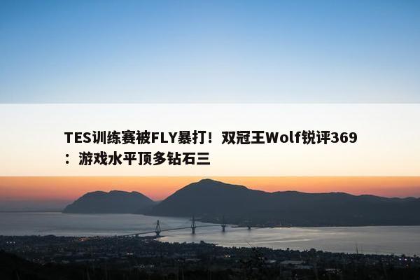 TES训练赛被FLY暴打！双冠王Wolf锐评369：游戏水平顶多钻石三