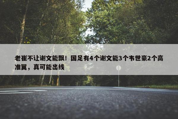 老崔不让谢文能飘！国足有4个谢文能3个韦世豪2个高准翼，真可能出线