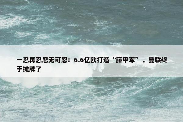 一忍再忍忍无可忍！6.6亿欧打造“藤甲军”，曼联终于摊牌了