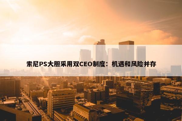 索尼PS大胆采用双CEO制度：机遇和风险并存