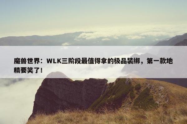 魔兽世界：WLK三阶段最值得拿的极品装绑，第一款地精要笑了！