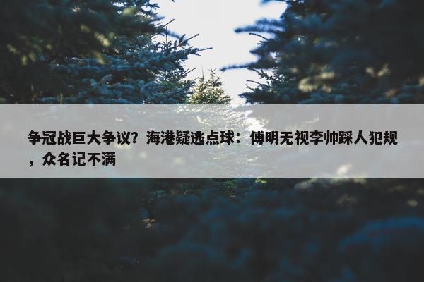 争冠战巨大争议？海港疑逃点球：傅明无视李帅踩人犯规，众名记不满