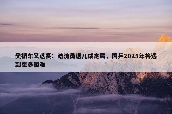 樊振东又退赛：激流勇退几成定局，国乒2025年将遇到更多困难