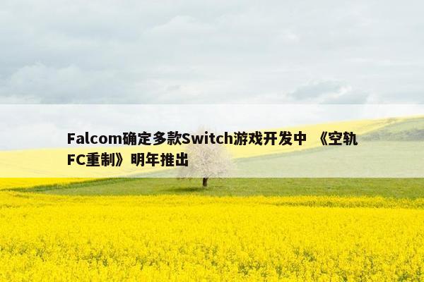 Falcom确定多款Switch游戏开发中 《空轨FC重制》明年推出