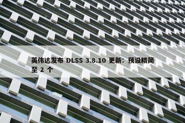 英伟达发布 DLSS 3.8.10 更新：预设精简至 2 个