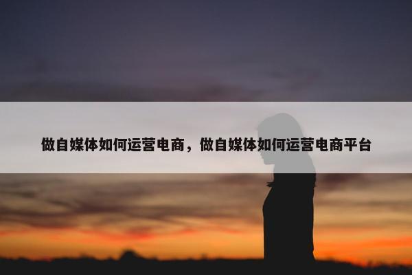 做自媒体如何运营电商，做自媒体如何运营电商平台