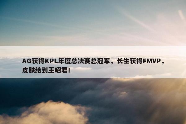 AG获得KPL年度总决赛总冠军，长生获得FMVP，皮肤给到王昭君！