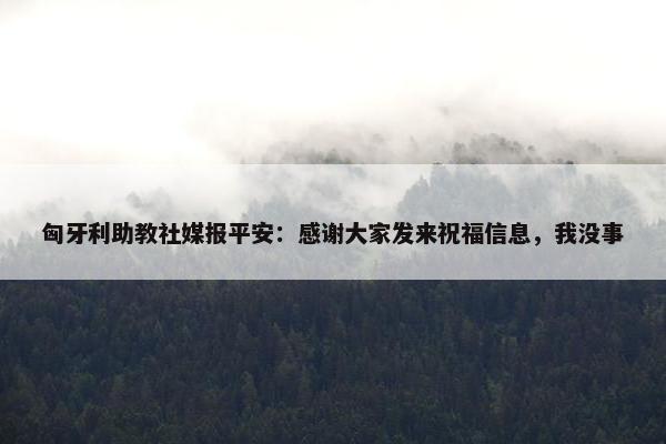 匈牙利助教社媒报平安：感谢大家发来祝福信息，我没事