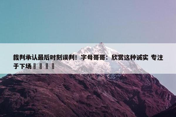 裁判承认最后时刻误判！字母哥哥：欣赏这种诚实 专注于下场🦌