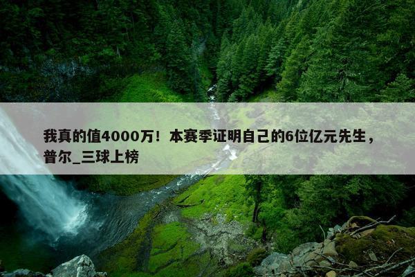 我真的值4000万！本赛季证明自己的6位亿元先生，普尔_三球上榜