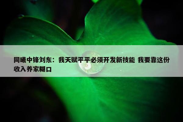 同曦中锋刘东：我天赋平平必须开发新技能 我要靠这份收入养家糊口