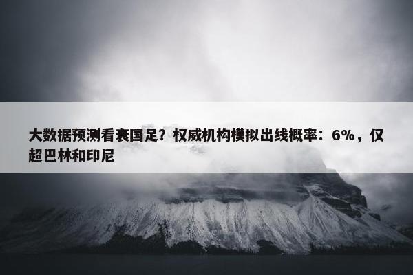 大数据预测看衰国足？权威机构模拟出线概率：6%，仅超巴林和印尼