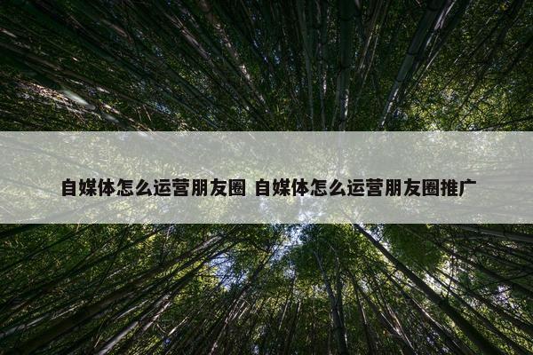 自媒体怎么运营朋友圈 自媒体怎么运营朋友圈推广