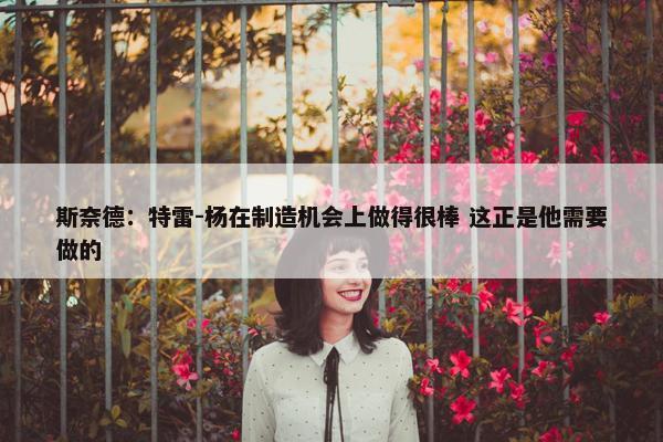 斯奈德：特雷-杨在制造机会上做得很棒 这正是他需要做的