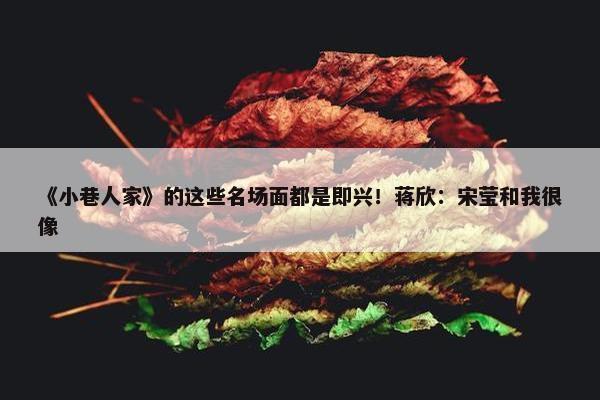 《小巷人家》的这些名场面都是即兴！蒋欣：宋莹和我很像