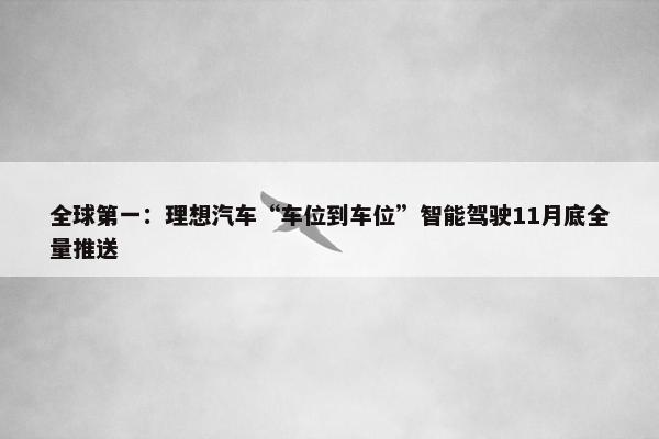 全球第一：理想汽车“车位到车位”智能驾驶11月底全量推送