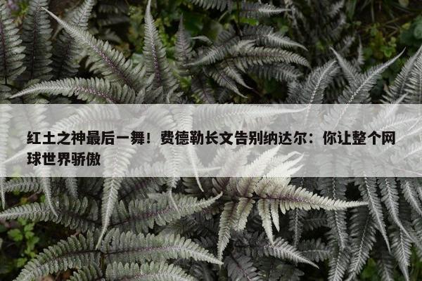 红土之神最后一舞！费德勒长文告别纳达尔：你让整个网球世界骄傲