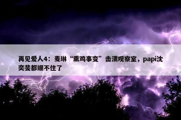 再见爱人4：麦琳“熏鸡事变”击溃观察室，papi沈奕斐都绷不住了