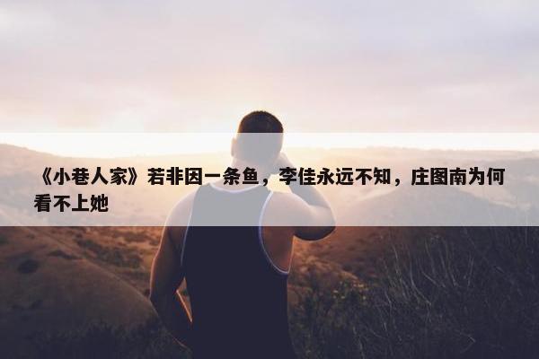 《小巷人家》若非因一条鱼，李佳永远不知，庄图南为何看不上她