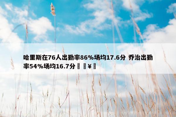 哈里斯在76人出勤率86%场均17.6分 乔治出勤率54%场均16.7分🥵