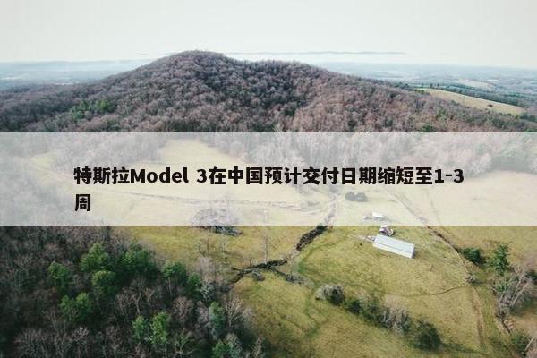 特斯拉Model 3在中国预计交付日期缩短至1-3周