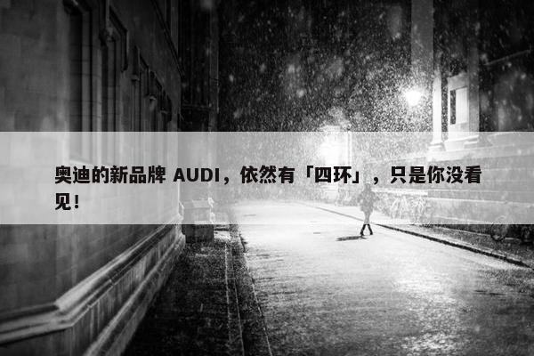 奥迪的新品牌 AUDI，依然有「四环」，只是你没看见！