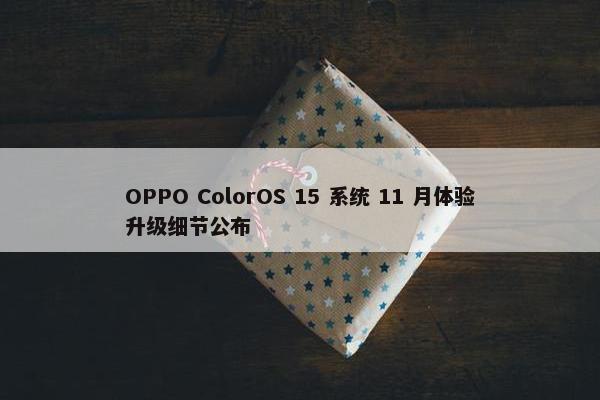 OPPO ColorOS 15 系统 11 月体验升级细节公布