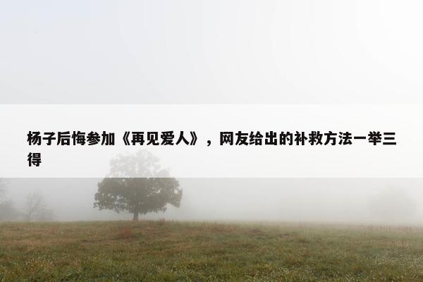 杨子后悔参加《再见爱人》，网友给出的补救方法一举三得