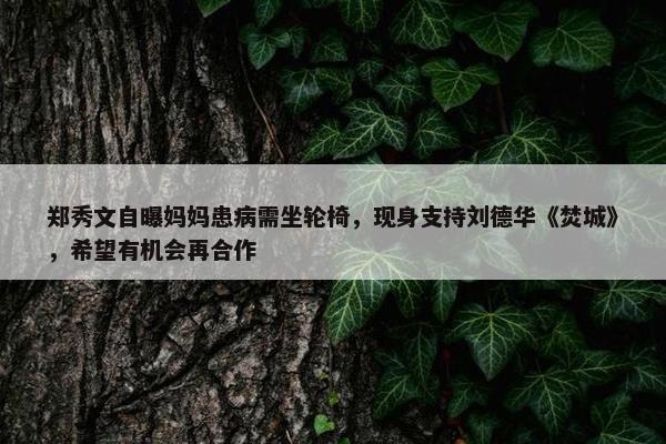 郑秀文自曝妈妈患病需坐轮椅，现身支持刘德华《焚城》，希望有机会再合作