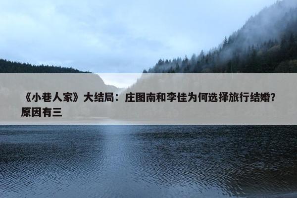 《小巷人家》大结局：庄图南和李佳为何选择旅行结婚？原因有三