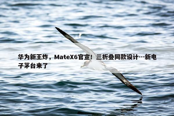 华为新王炸，MateX6官宣！三折叠同款设计…新电子茅台来了